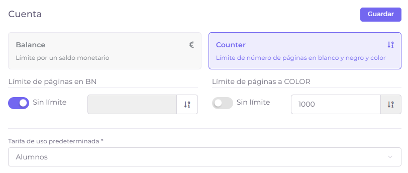 Límites en número de copias o monetarios